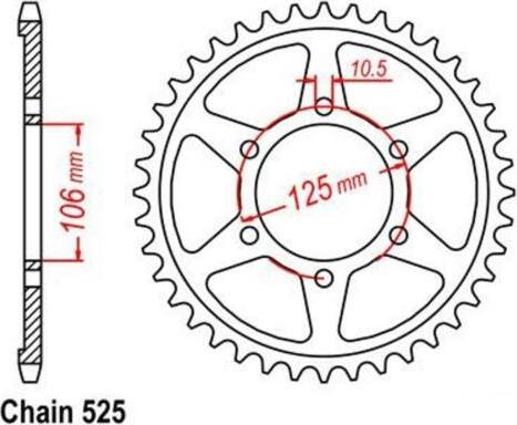 ItalyRacing Kettenrad 47Z Teilung 525 TRIUMPH Daytona 675 / R 06-15 Rear sprocket