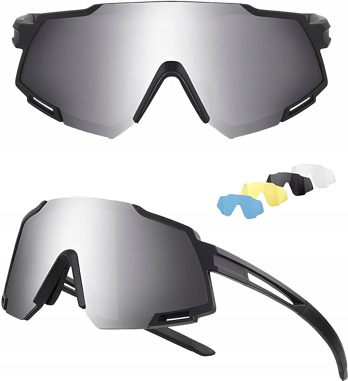 Sportbrille JUNDINGYUN mit 5 austauschbaren Gläsern, 100% UV