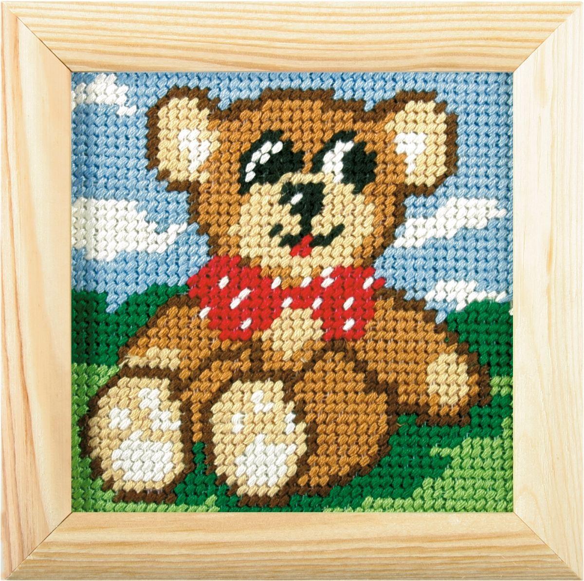 Stickset mit Rahmen „Mein erstes Sticken: Teddybär“ – Anex-Bis PAP