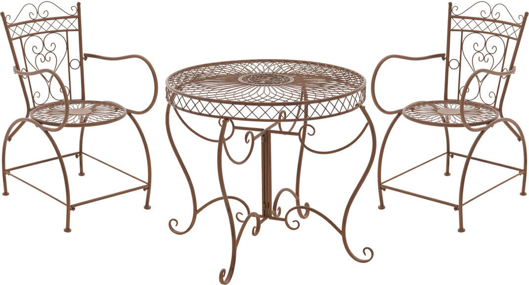 Design-Shop Súprava kovových stoličiek a stola Sheela (SET 2+1) Hnedá antik