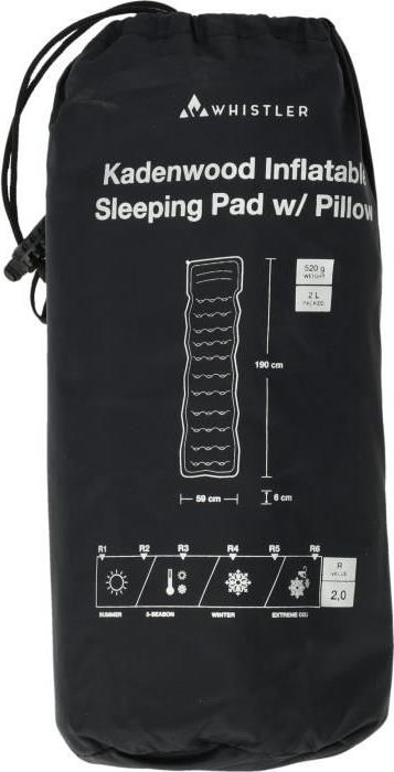 Isomatte, Whistler Kadenwood, Robustes Nylon TPU, Integriertes Kissen, 190x59x6 cm, 520g WHI5715443728750