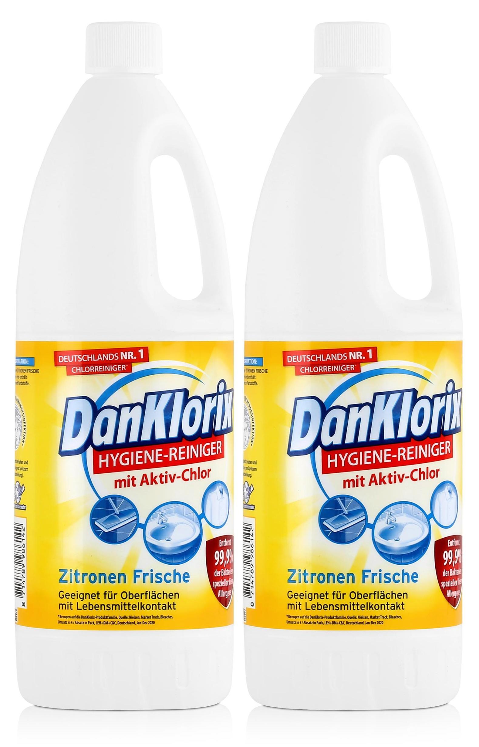 DanKlorix Hygiene-Reiniger Zitronen Frische 1,5L 2er Pack