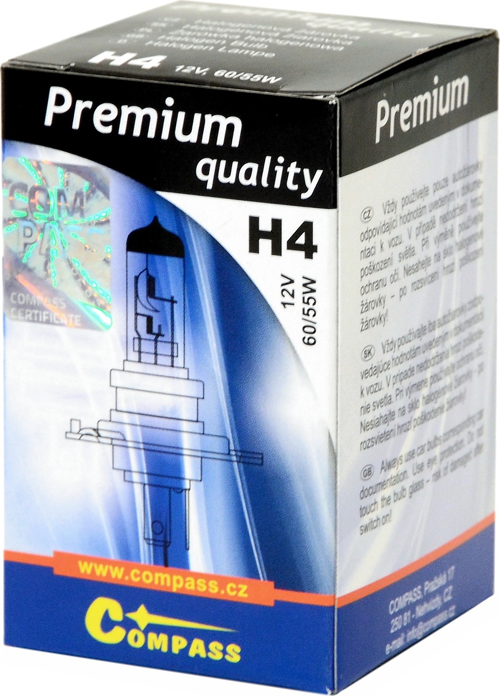 Compass Kompass Birne 12V H4 PRÄMIE 60/55W P43t Box 08701