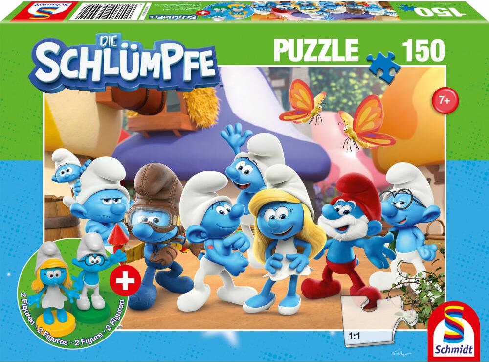 Schmidt Spiele Schlumpfige Freunde, 150 Teile, mit Add-on (2 Figuren) 56524