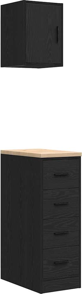 vidaXL Garážové skrinky 2 ks čierne na báze dreva