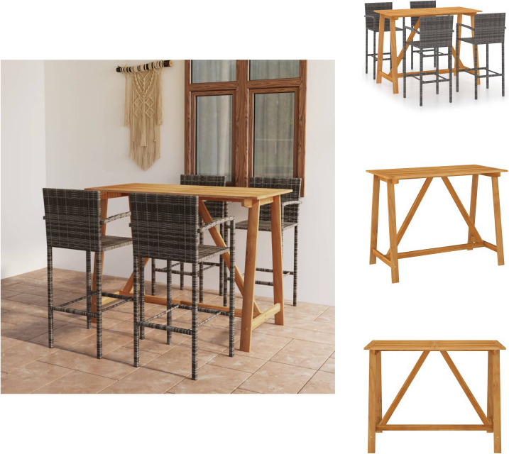 vidaXL 5-dielny záhradný barový set sivý - Záhradné nábytkové zostavy