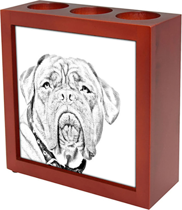 Bordeauxdogge, Dogue de Bordeaux - Stifthalter mit Hund, Schreibtischorganizer mit Aufdruck, personalisierte Schreibtischdekoration der Marke Art-Dog