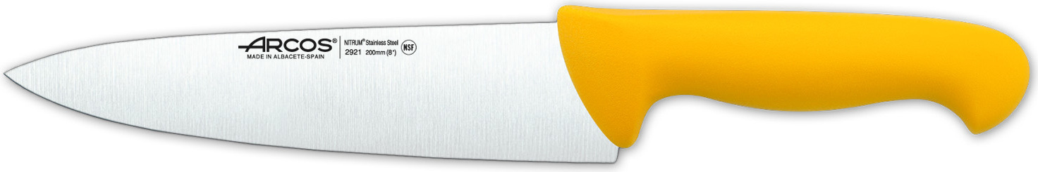 Kochmesser Arcos Farbe - Prof 292100 Edelstahl Nitrum und mango ergonomische gelbe Polypropylenklinge und 20 cm Klinge, Vitrine