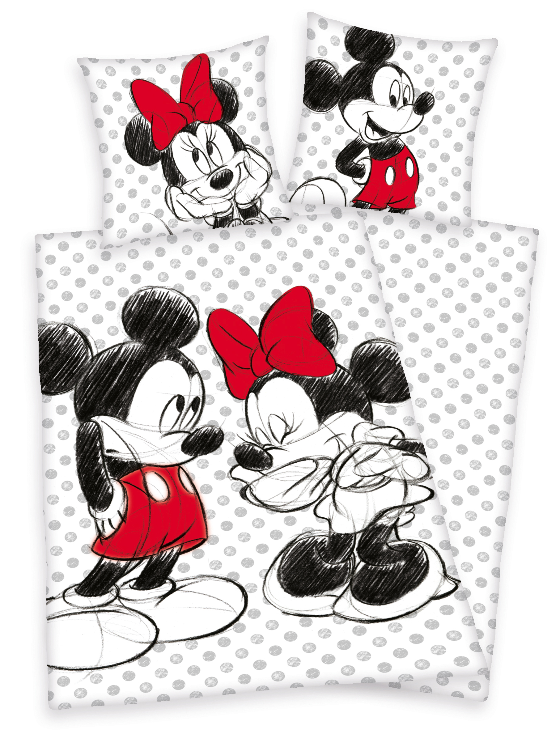 Disney Mickey Mouse & Minnie Weihnachten Mistel Reversible Weiß Bettbezug
