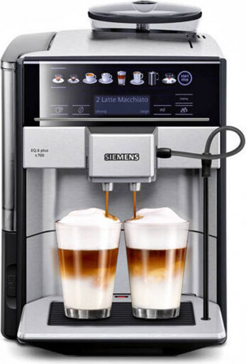 Siemens EQ.6 plus TE657313RW, Espresso kávovar, 1,7 L, Kávové zrná, Vstavaný mlynček, 1500 W, Čierna, Strieborná
