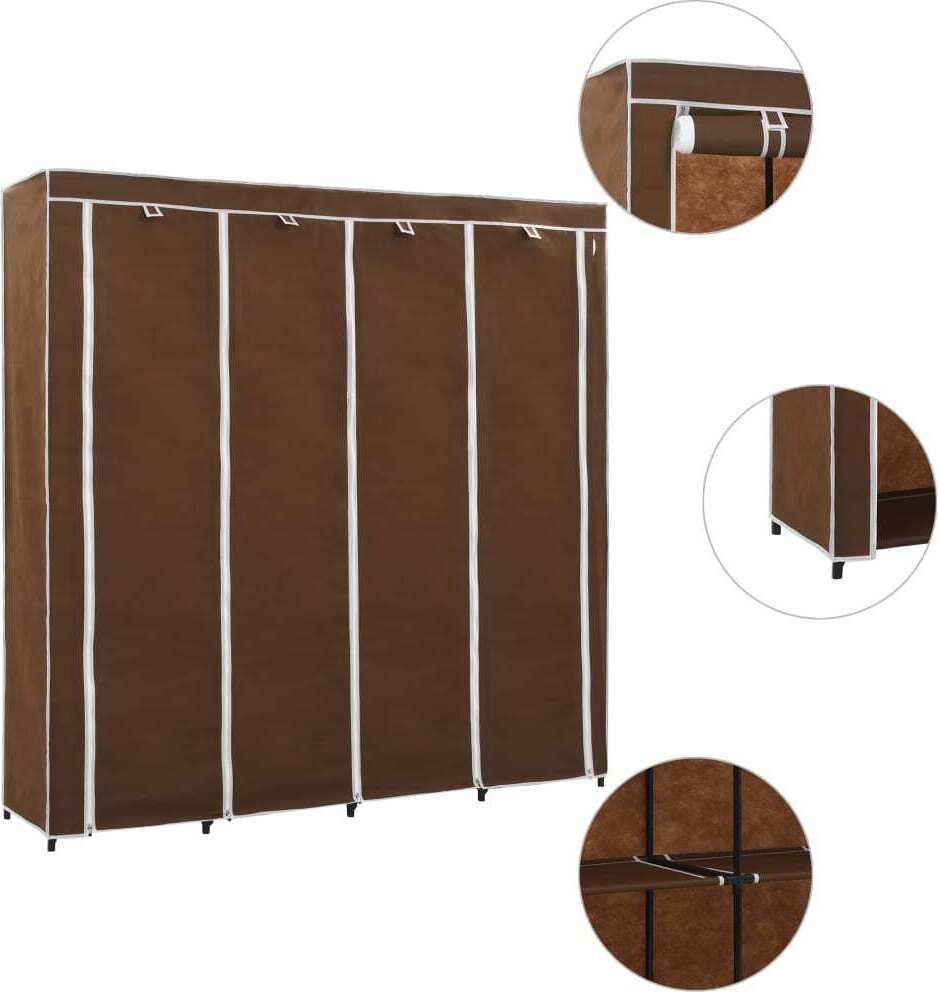 vidaXL Kleiderschrank mit 4 Fächern Braun 175 x 45 x 170 cm - Schrank - Schränke - Kleiderschrank - Kleiderschränke HL282446