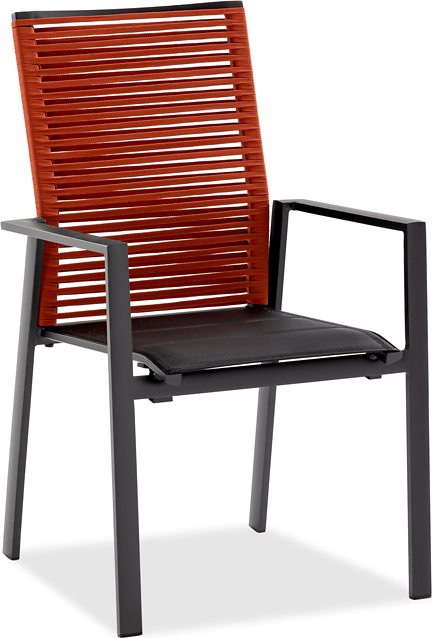 Gartenstuhl Cervox 61x65 Stoff Schwarz Kordel Rot Gestell Alu Anthrazit