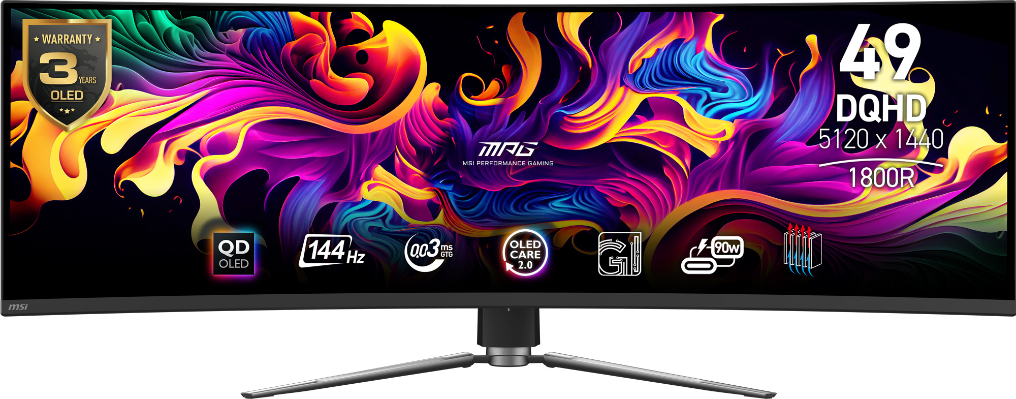 MSI MPG 491CQPDE QD-OLED, 124,5 cm (49"), 5120 x 1440 px, DQHD, QD-OLED, 0,03 ms, Čierna