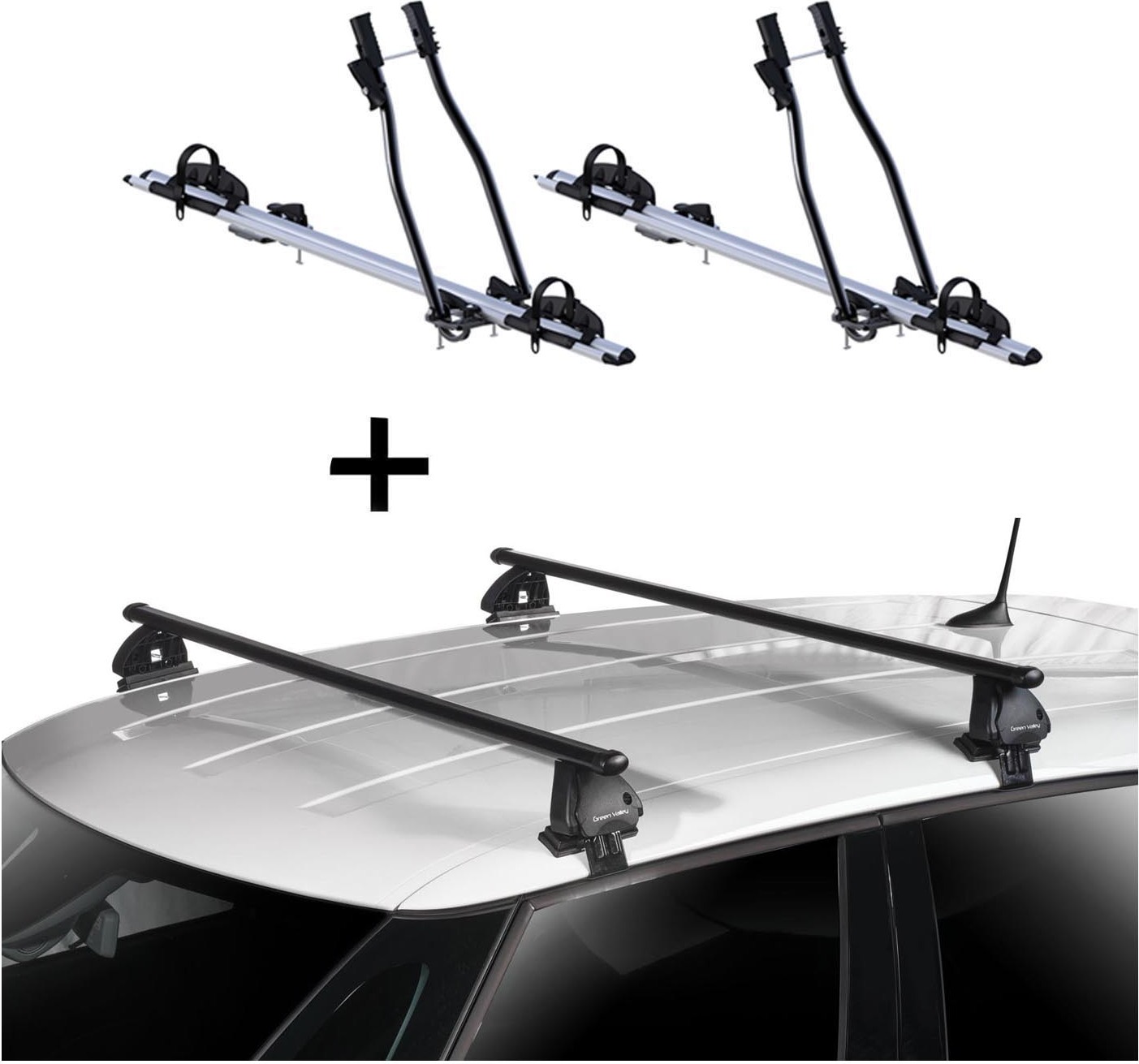 2x Fahrradträger SAGITTAR + Dachträger VDP EVO Stahl kompatibel mit für Hyundai i20 (PB) 5 Türer 2008-2014 VDP_2SAGITTAR_EVOSTA225_HYUN4