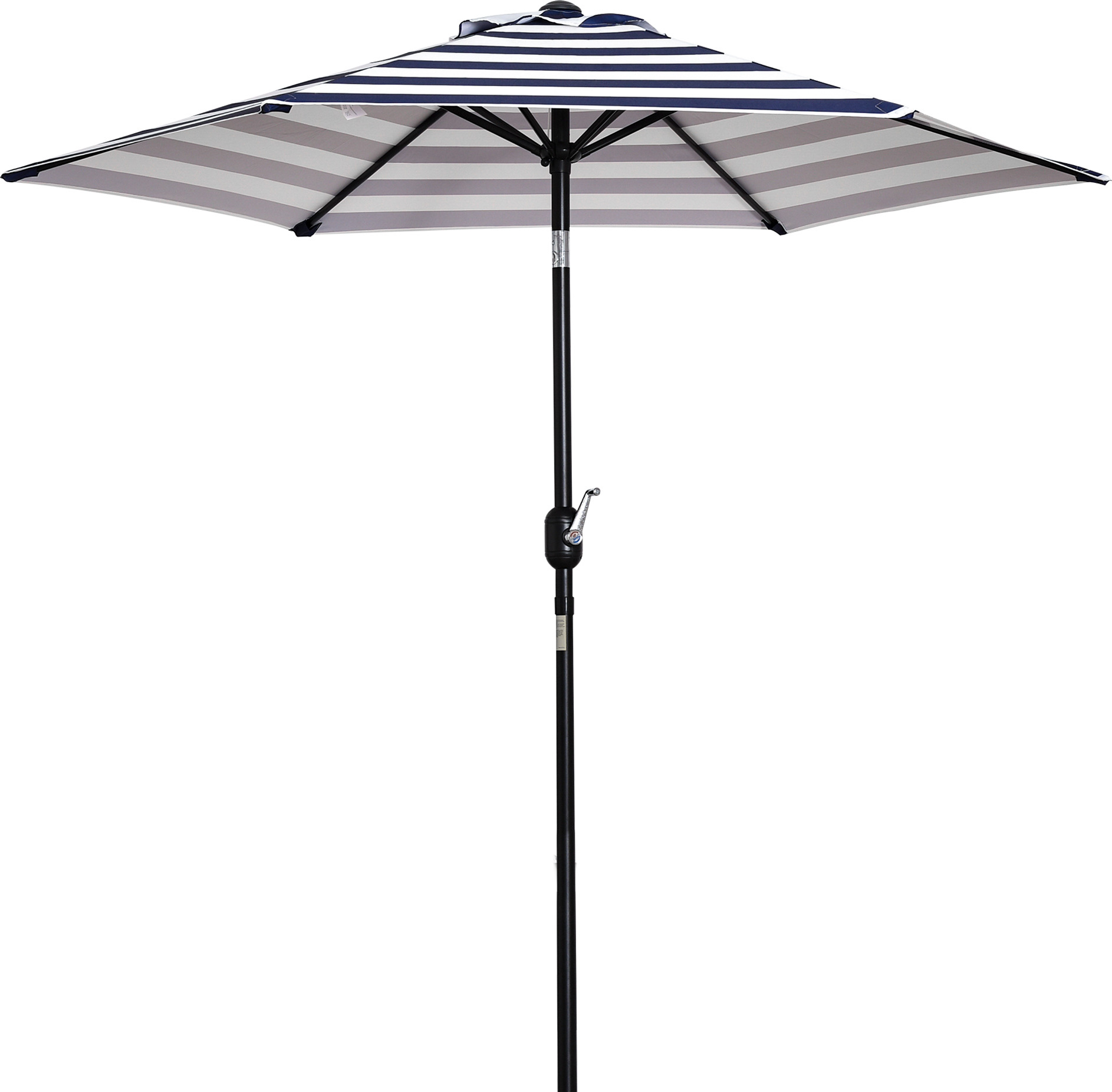 Outsunny Sonnenschirm Gartenschirm Terrassenschirm Gestell Stahl im Freien Blauer Streifen Ø230 x 216 cm 84D-117BU