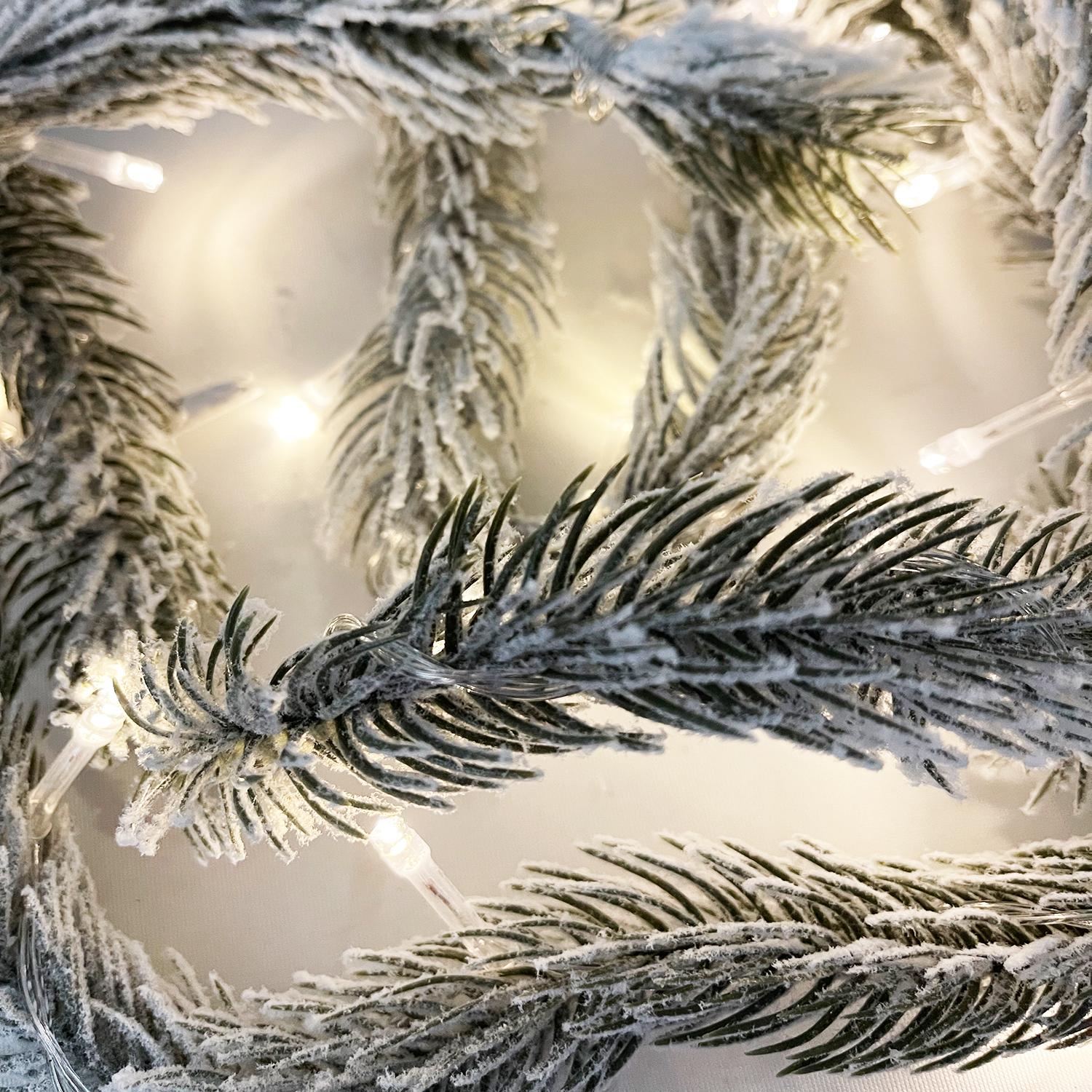 Mojawo LED Tannengirlande 200cm mit 25 LED und Kunstschnee