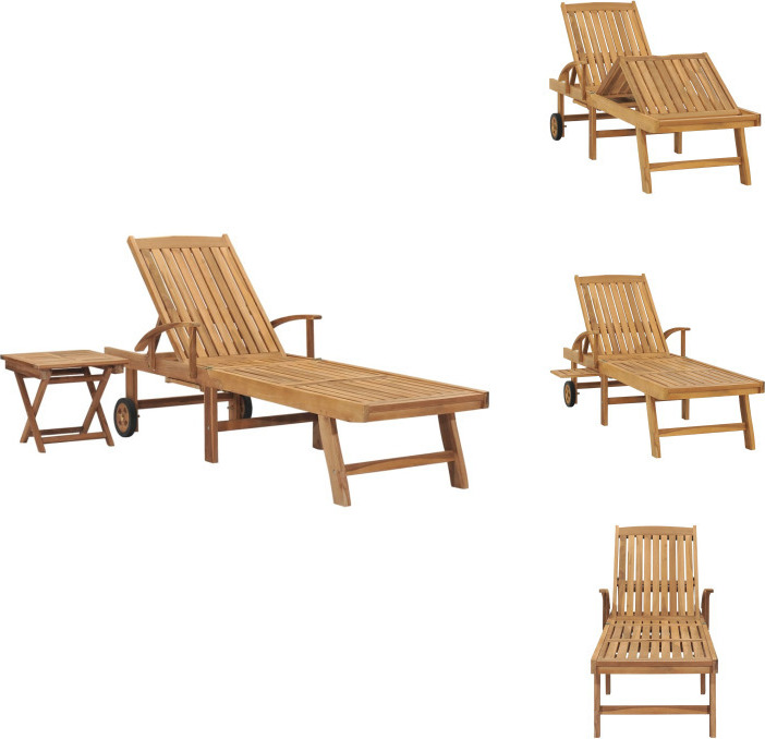 vidaXL Lehátko so stolíkom z masívneho teakového dreva - Lehátka