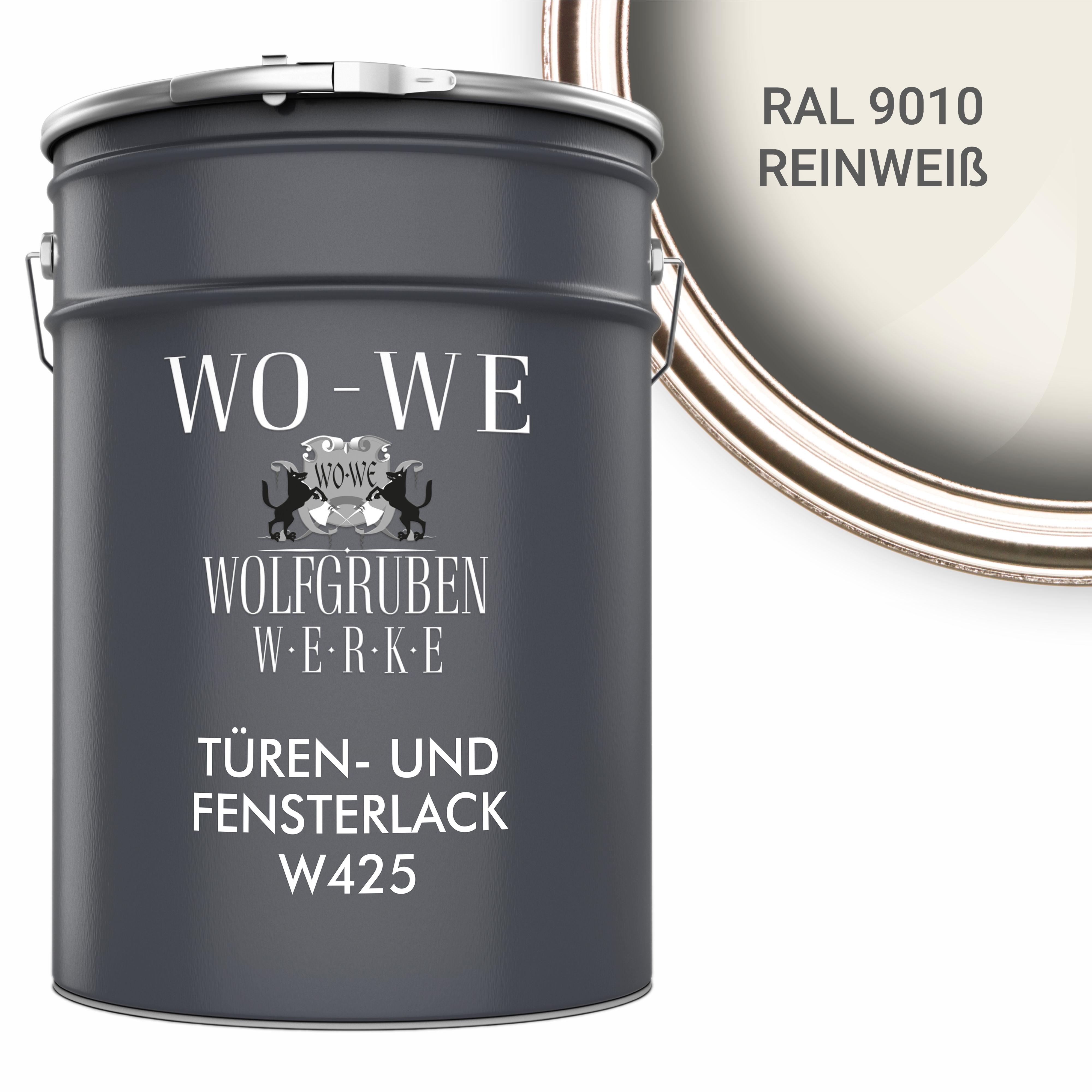 WO-WE Türen und Fensterlack 3in1 Türenlack Klarlack Holzfenster Farbe W425 Weiß - 2,5L