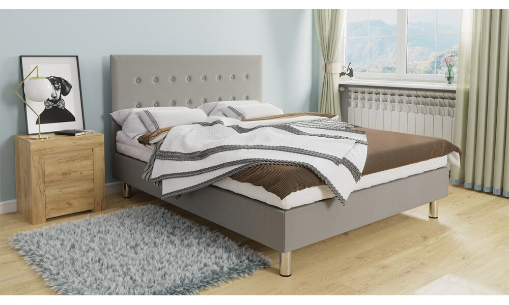 Čalúnená manželská posteľ 140x200 NECHLIN 3 - svetlá šedá