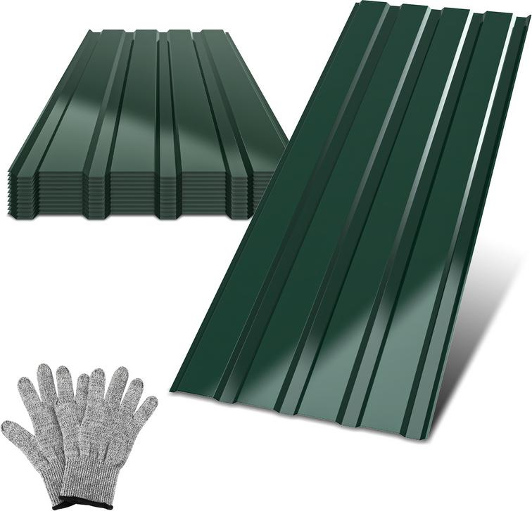 TolleTour 12xtrapézový plech 115x45 cm=6 ㎡ Strešný plech na prístrešok pre auto Profilovaný plech Strešný plech Vlnitý plech Strešné panely Stenový plech Zelený