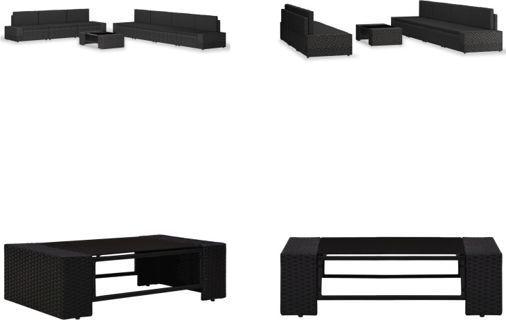 vidaXL 8 ks záhradná sedacia súprava Poly Rattan Black - Záhradná sedacia súprava - Záhradné sedacie súpravy - Modulárna sedacia súprava - Modulárne sedacie súpravy