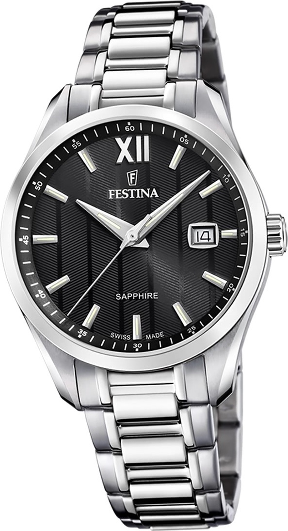 Festina pánske hodinky z ušľachtilej ocele strieborné Festina Swiss made náramkové hodinky D2UF20026/4