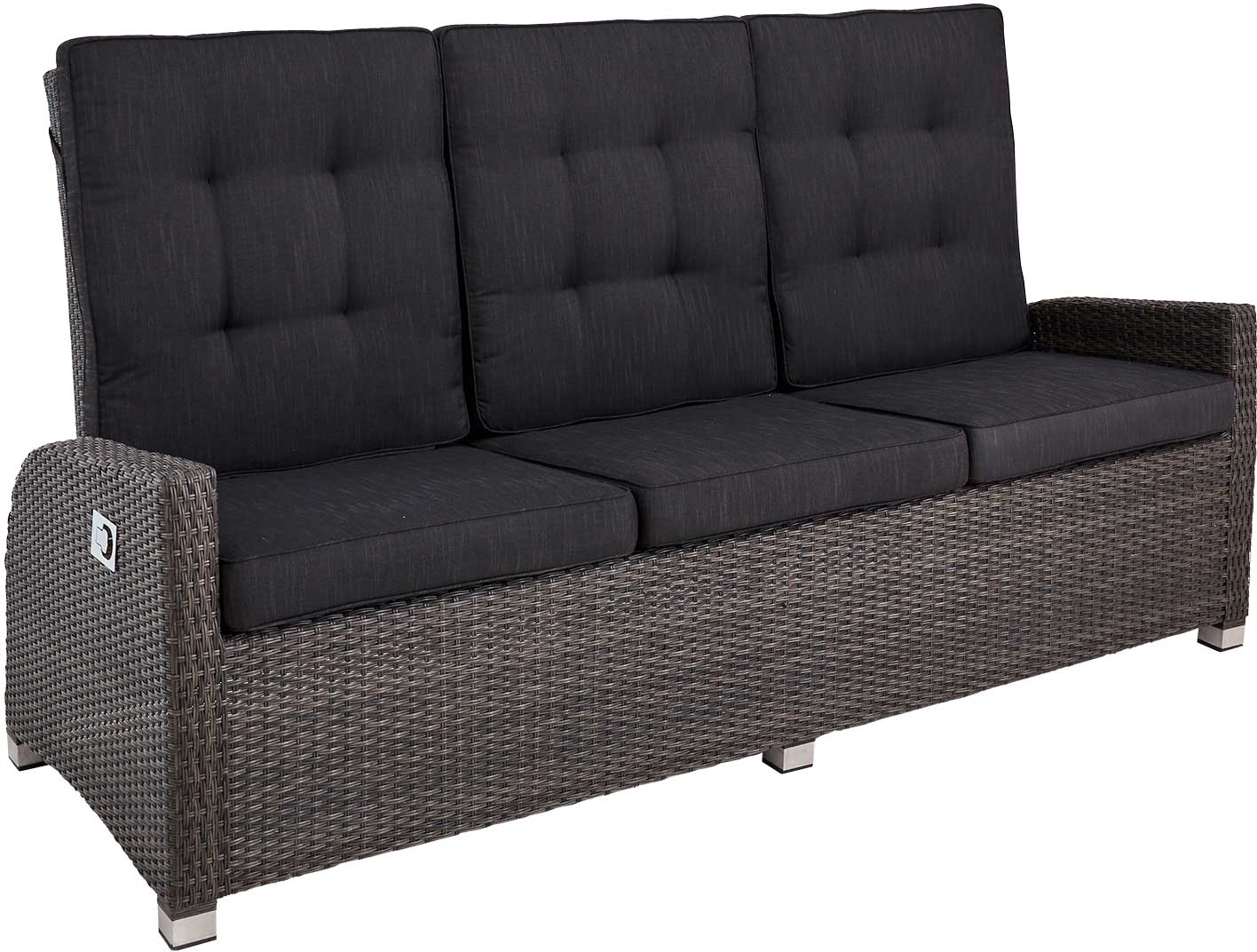 Gartenbank - Grau mix - Kunststoffgeflecht - Aluminiumrahmen