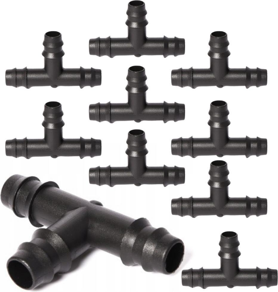 ZOLTA 10er Set T-Verbinder für Tropfleitung, Schlauch, Rohr, Steckstopfen 16