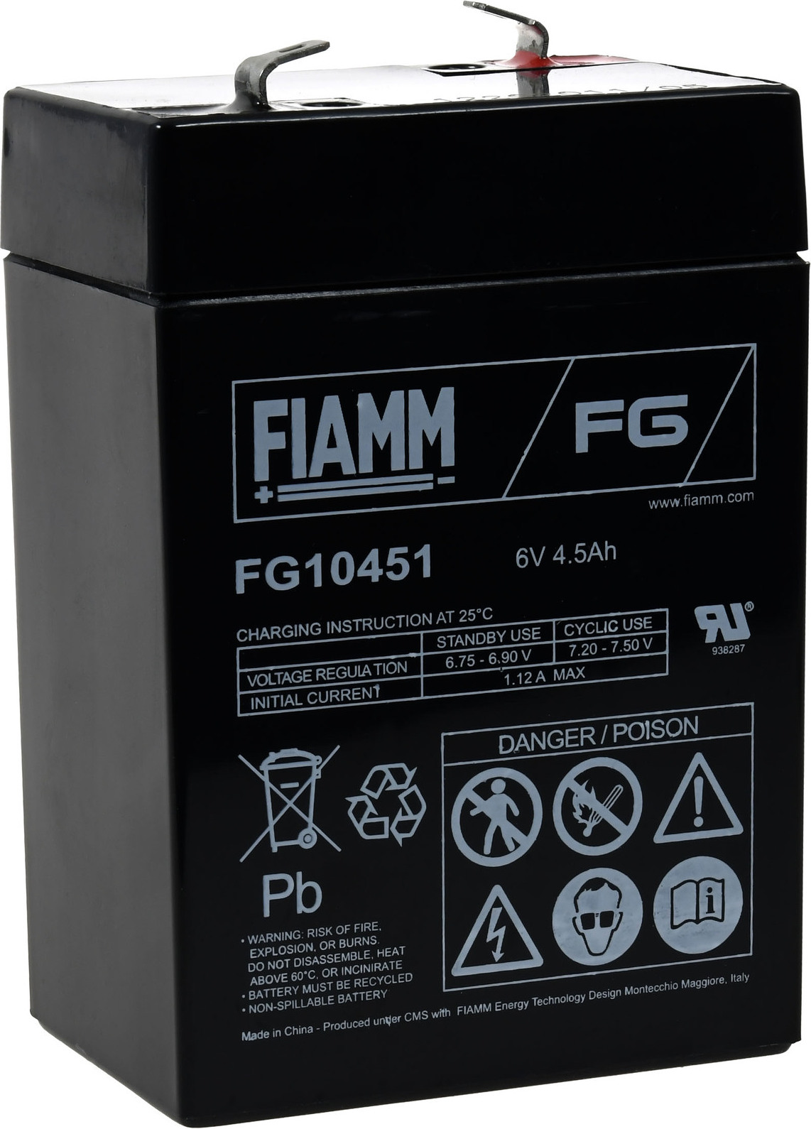 FIAMM Ersatzakku für Peg Perego Polaris Sportsman 400 Smoby Diamec Sportsmann 400 6V 4 5Ah G1.86.FIA.1.12E