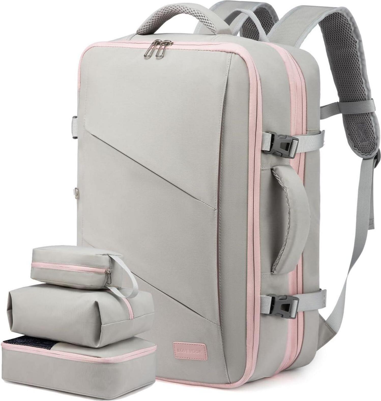 Sonstige LOVEVOOK Business Laptop Rucksack 17 Zoll Handgepäck Flugzeug Grau-Rosa