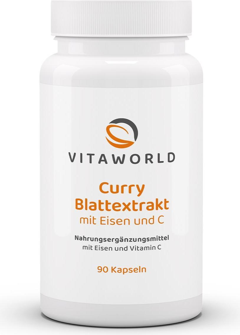 Vitaworld Curry Blattextrakt mit Eisen und Vitamin C | 90 Kapseln | natürliche Eisenquelle | Acerolapulver | vegan 13902678