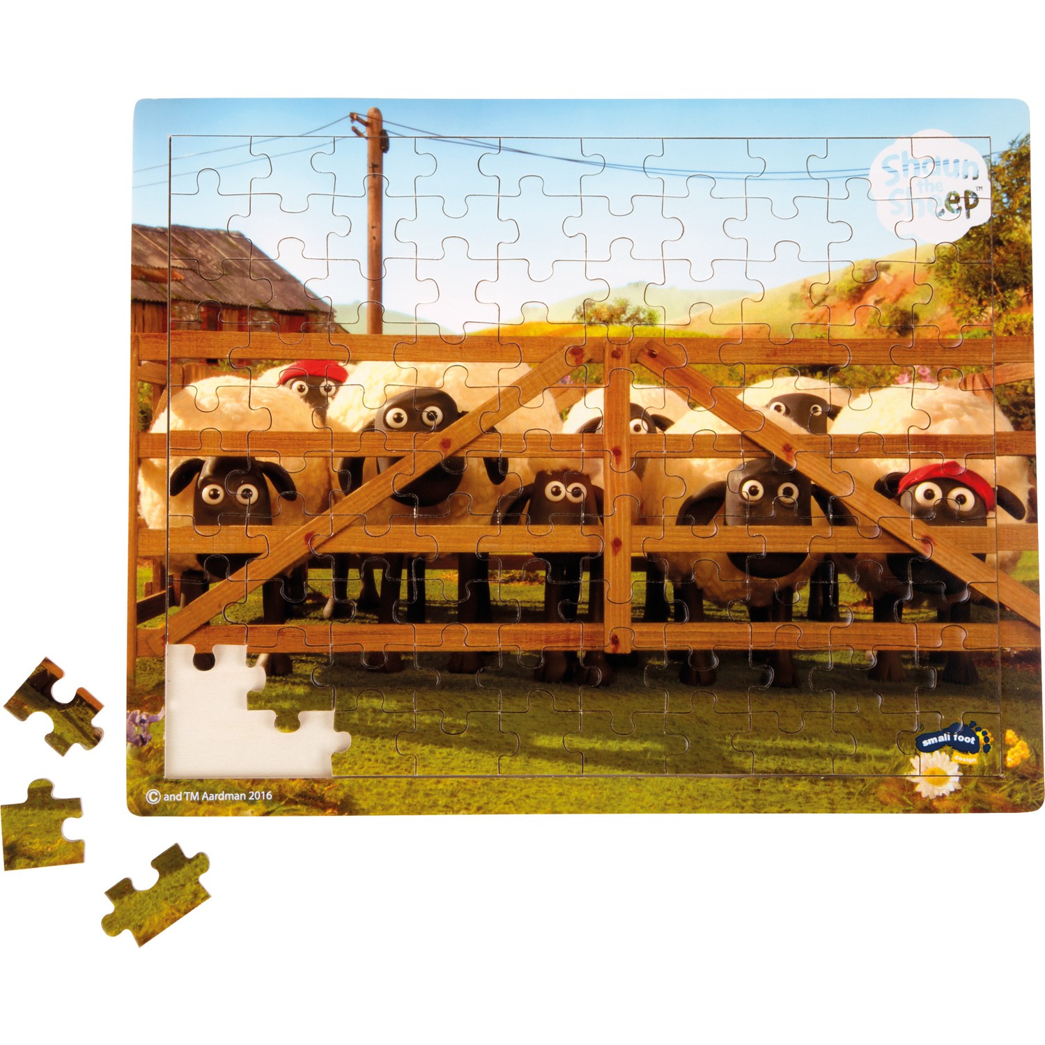 sf Small Foot Design 10223 Shaun das Schaf Puzzle „Abenteuerlust“, bunt, 100-teilig (1 Set) LGL10223