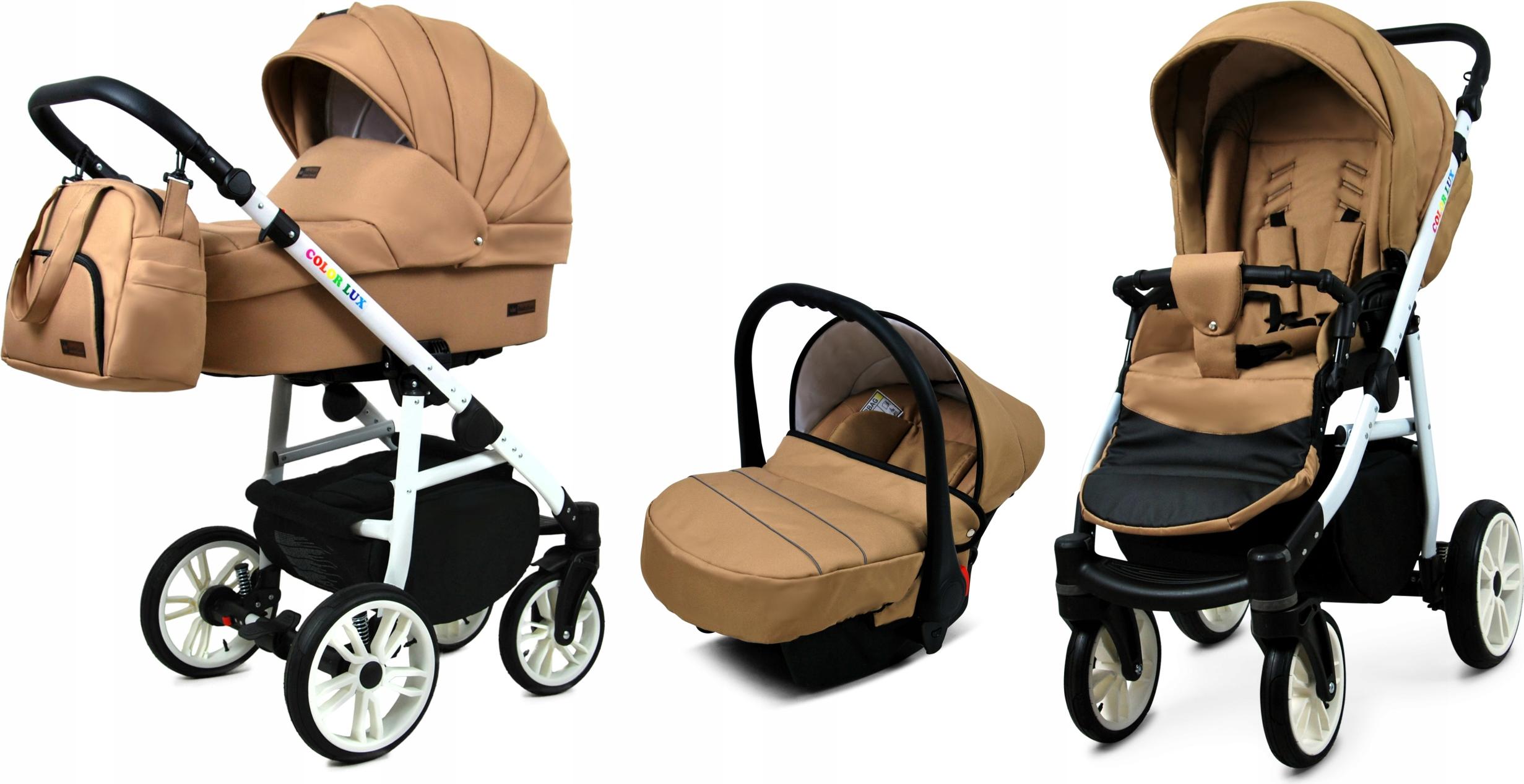 BabyLux Color Lux | 3in1 Kinderwagen Set | Sand Pearl | Kombikinderwagen | Kinderwagenset | Bug