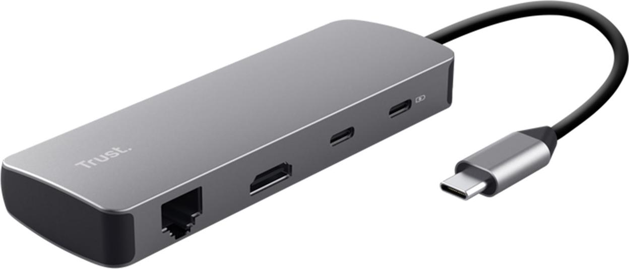 Trust 25672 Schnittstellen-Hub USB Typ-C Grau