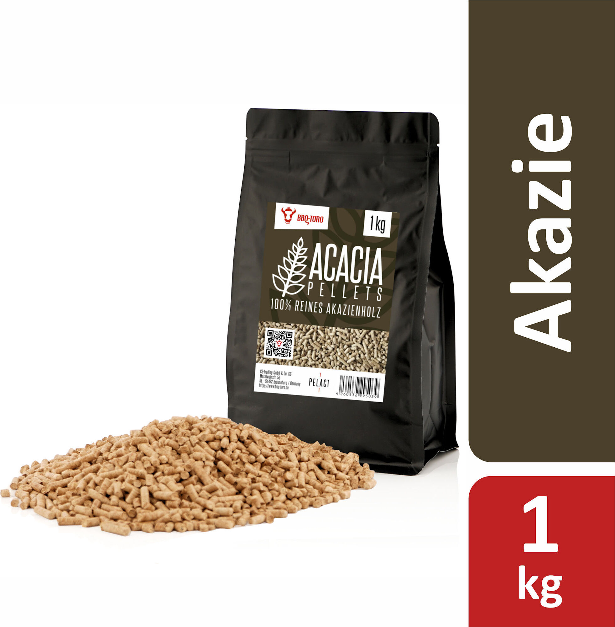 BBQ-Toro Acacia Pellets aus 100% Akazienholz, 1 kg, Grillpellets, Akazienpellets für Grill und mehr