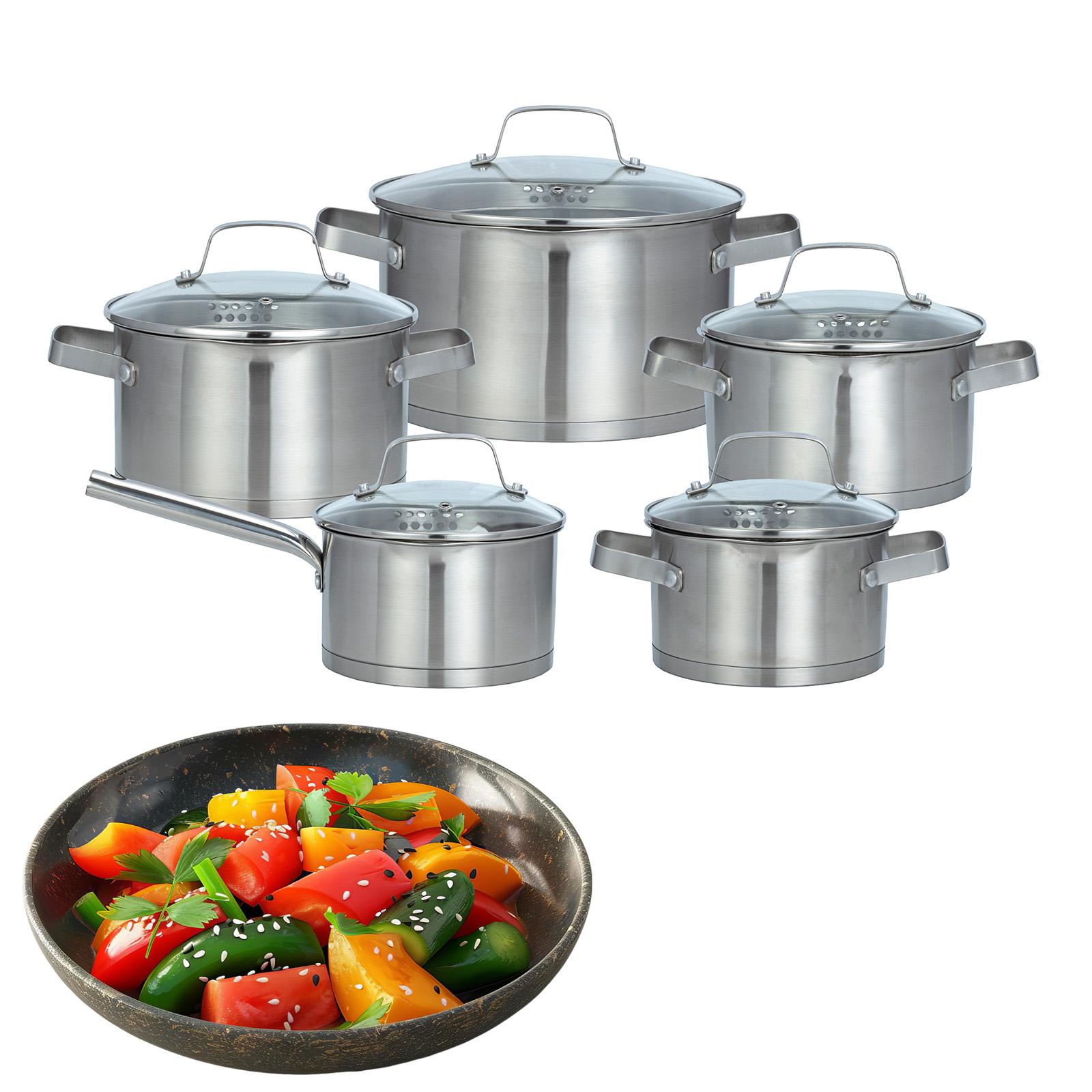 Topf- und Pfannenset, Edelstahl, Induktion, MPM Smile MGK-11M AGDSLEGAR0003