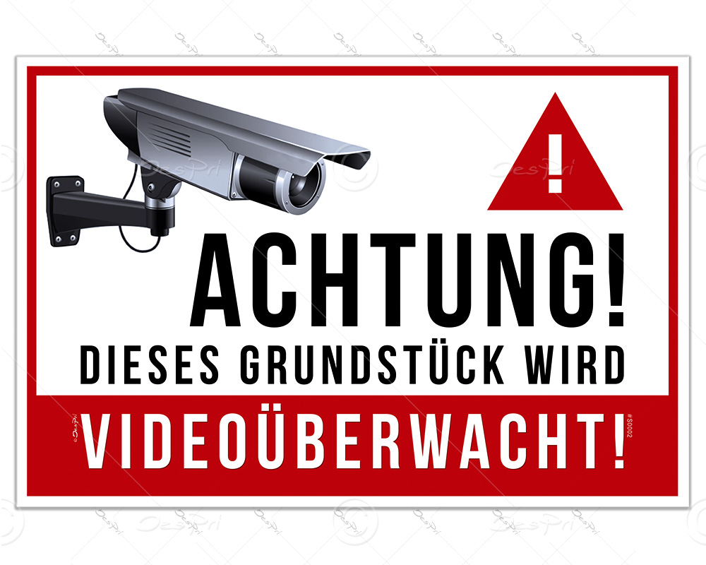 Blechschild Warnschild Achtung Videoüberwachung Kamera Metallschild 20x30 cm