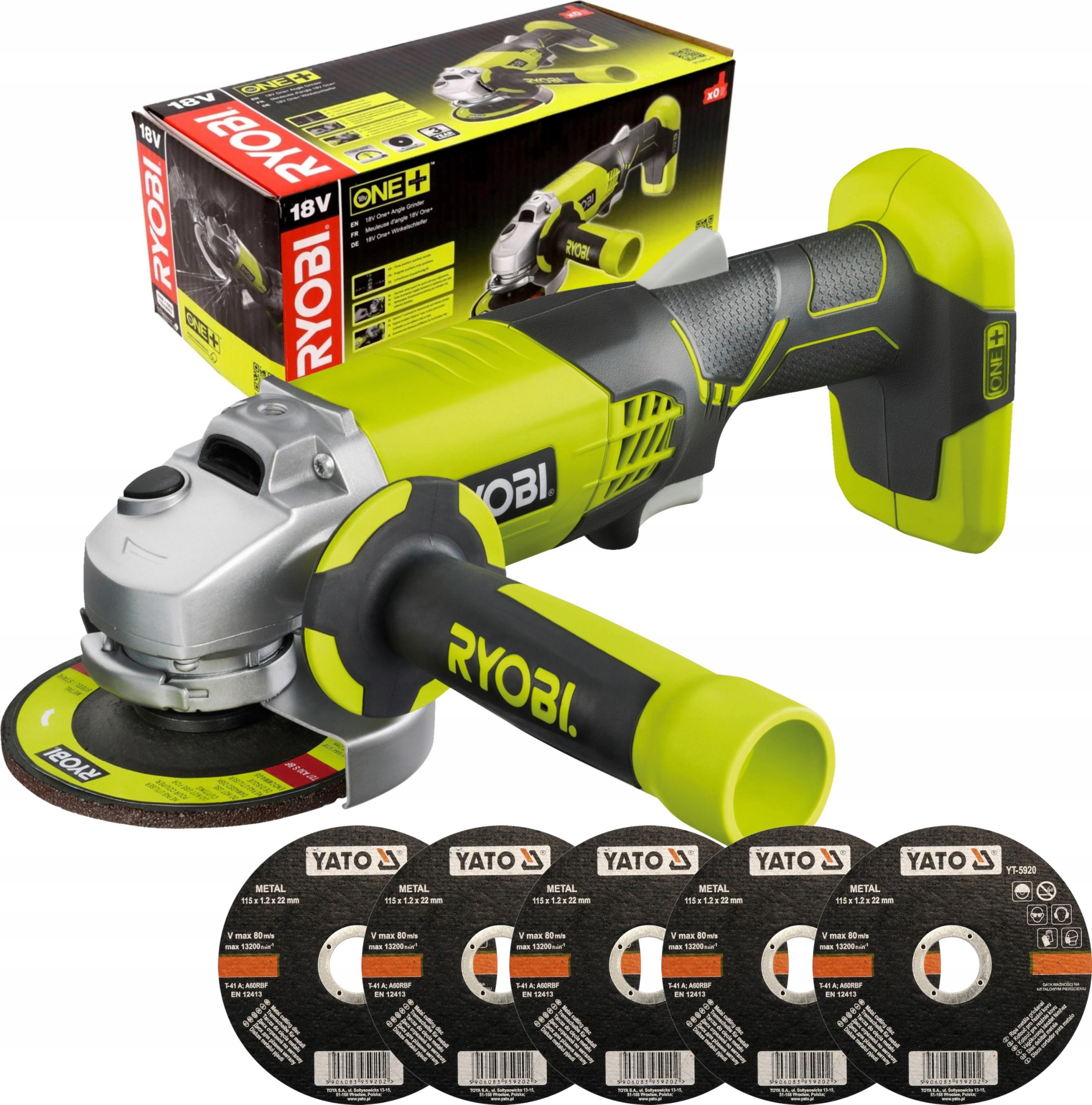Ryobi 18V Winkelschleifer 115 mm ohne Akku, ideal zum Schneiden und Schleifen