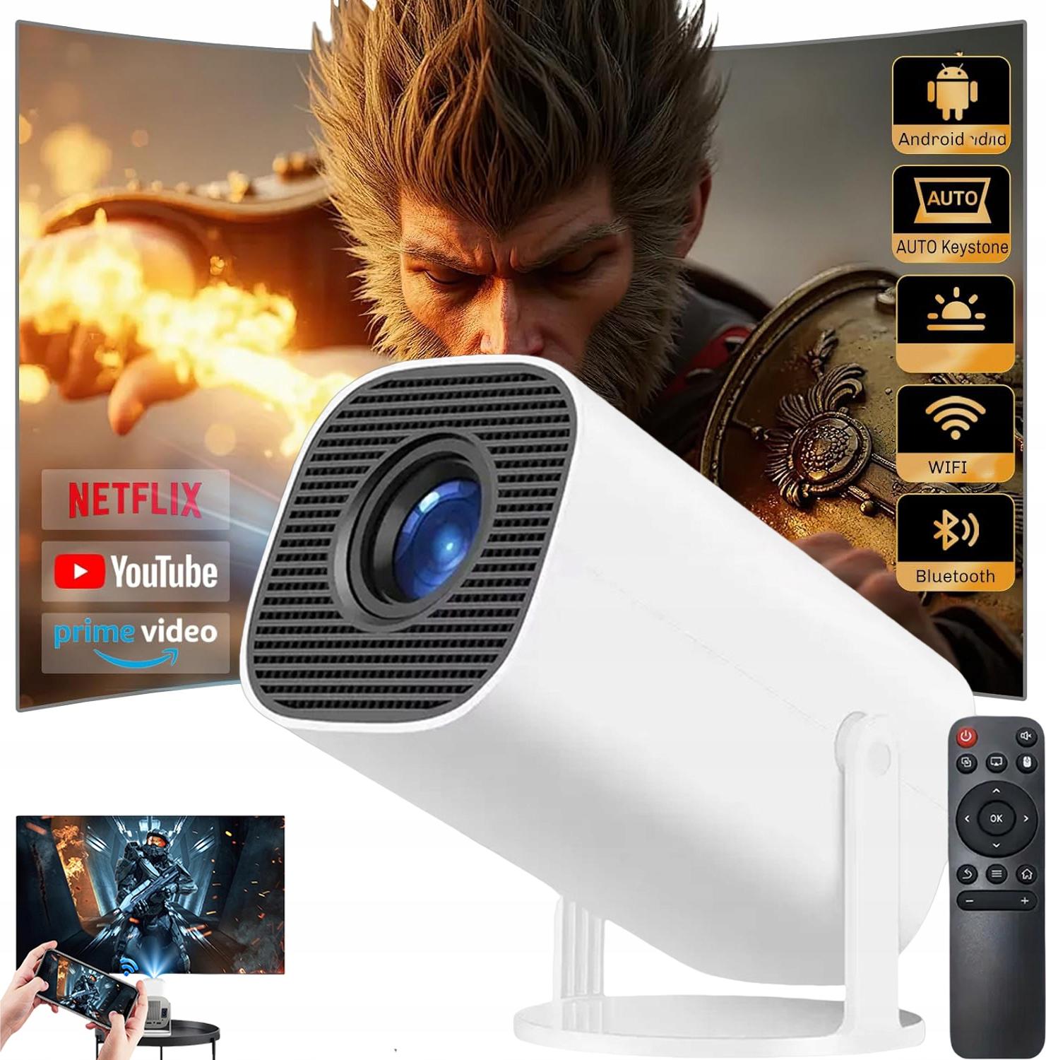 Android Projektor Tv 1080P Prenosný Otočný Wifi Bluetooth 500 Ansi Lm