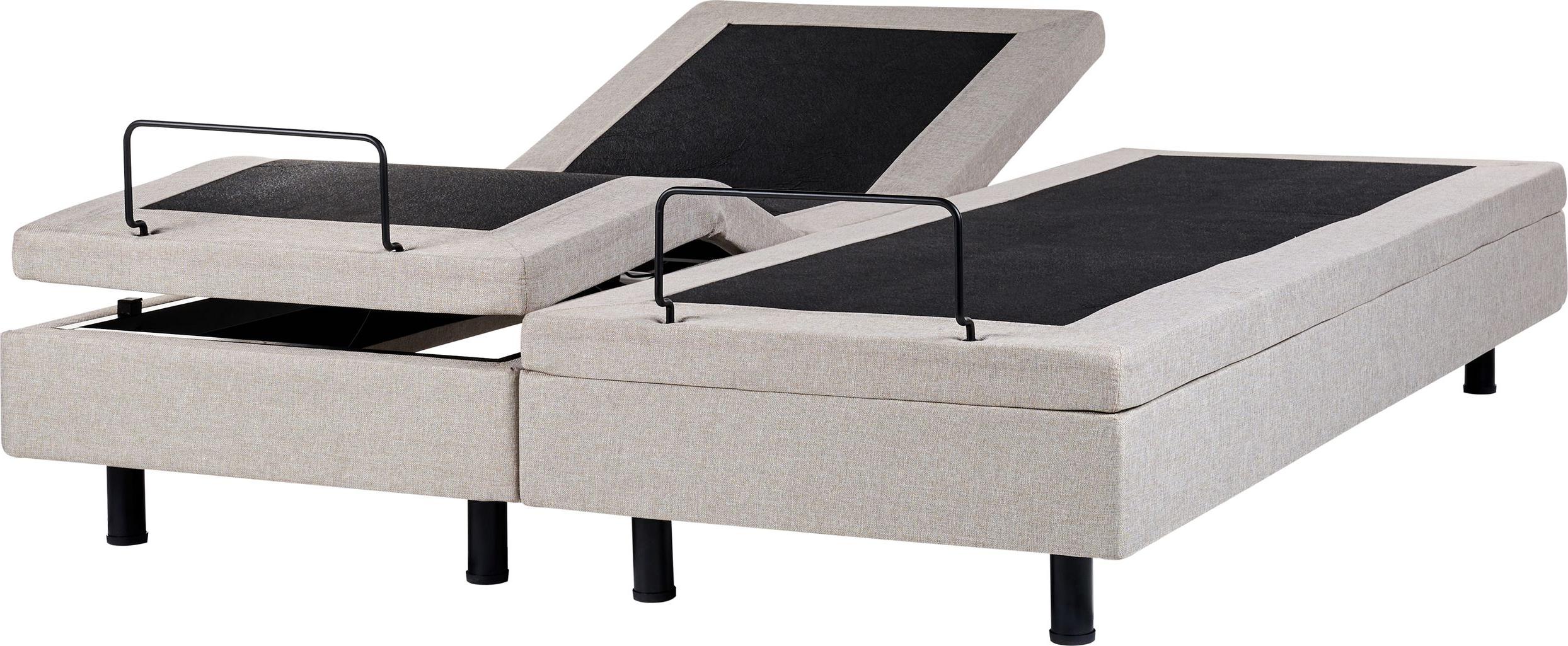 BELIANI Plattform Bett Beige 180 x 200 cm Elektrisch Praktisch Kopfstütze und Fußteil Verstellbar 2 Fernbedienungen Bequeme Sitzstellung Modern 587541