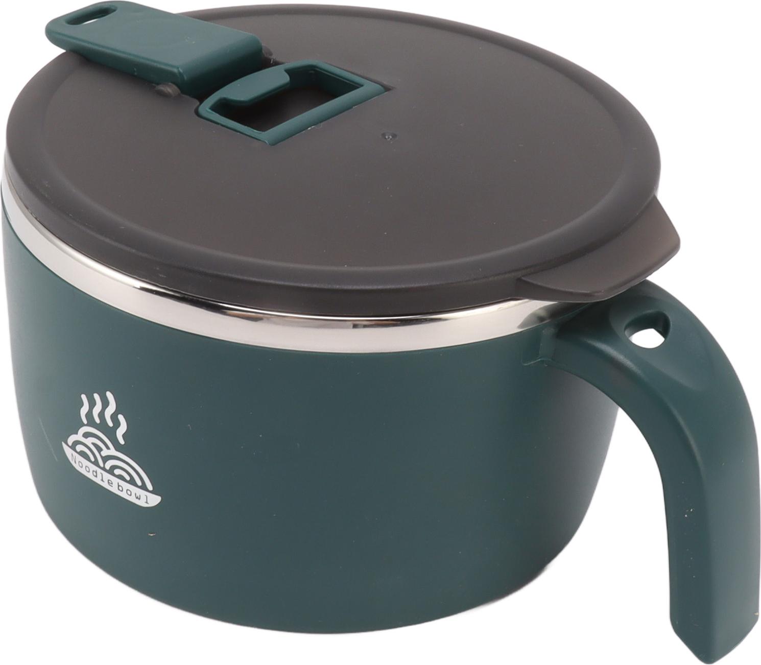 Cocosity Edelstahl Instant Nudeln Schüssel 900ml Nudeln Schüssel mit Deckel für Studentenwohnheim Büro Arbeiter Grün