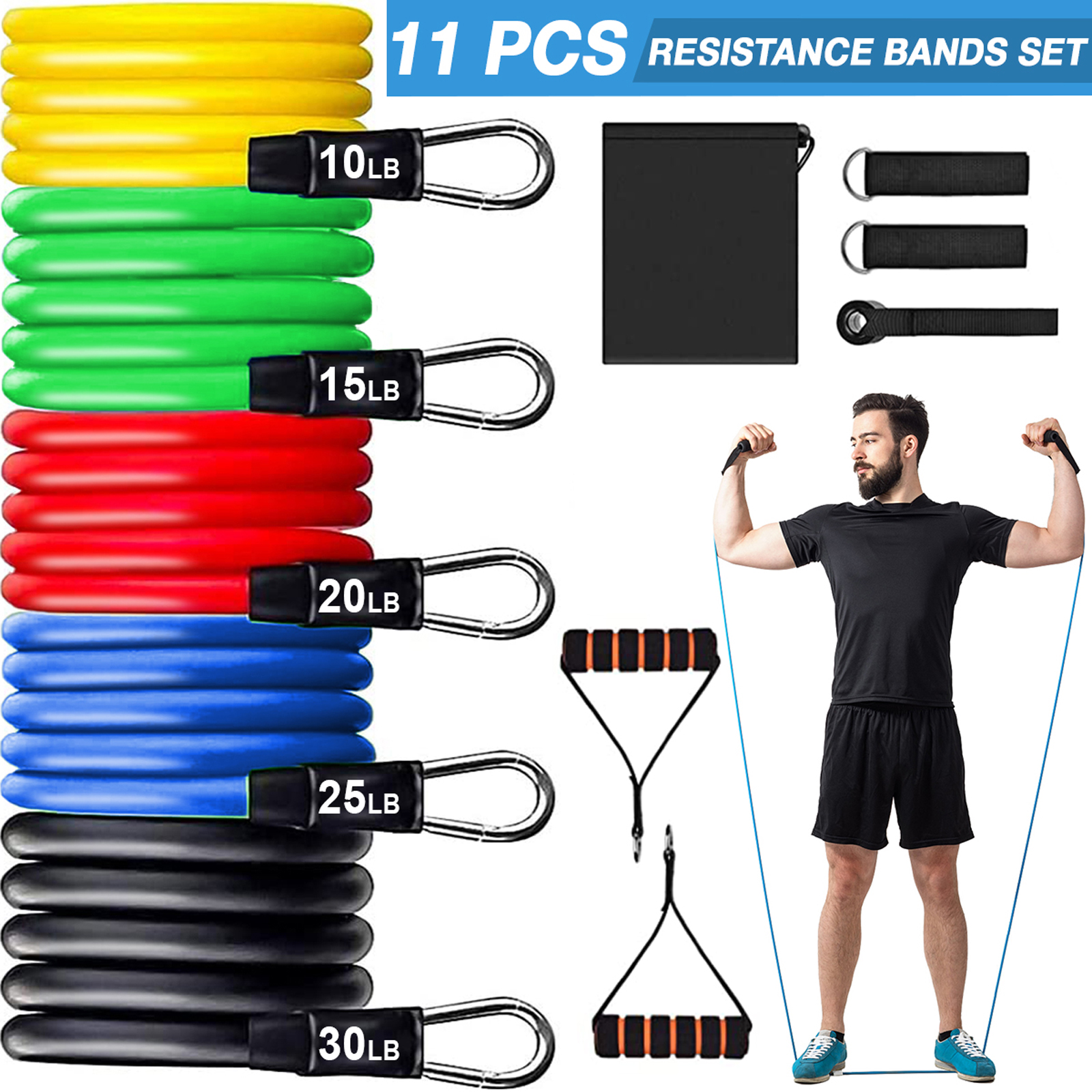 11 Stück Widerstandsbänder Gymnastikband Fitnessbänder Expander Set Yoga Neu DHL 