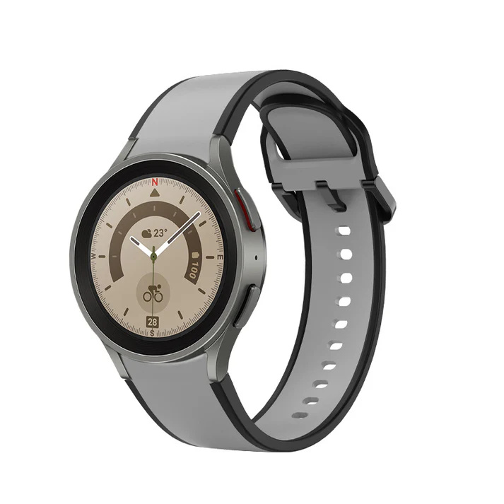 SYSTEM-S 20 mm silikónový remienok pre Samsung Galaxy Watch 5 4 Smartwatch Black Grey