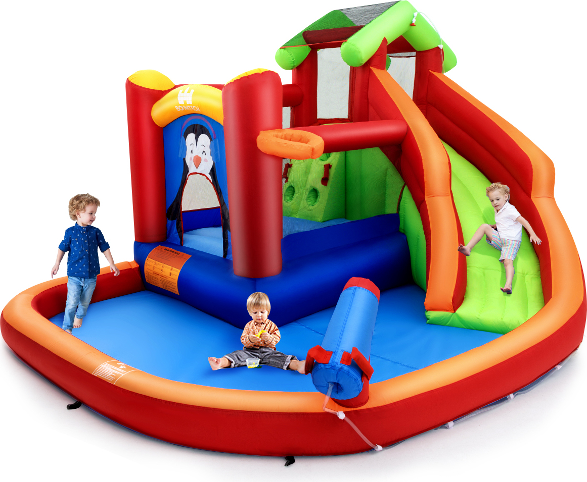 Costway – Château gonflable pour enfants à thème de princesse – Toboggan, zone de saut, panier de basket, piscine à balles – 363 x 202 x 205 cm – Charge max 45 kg