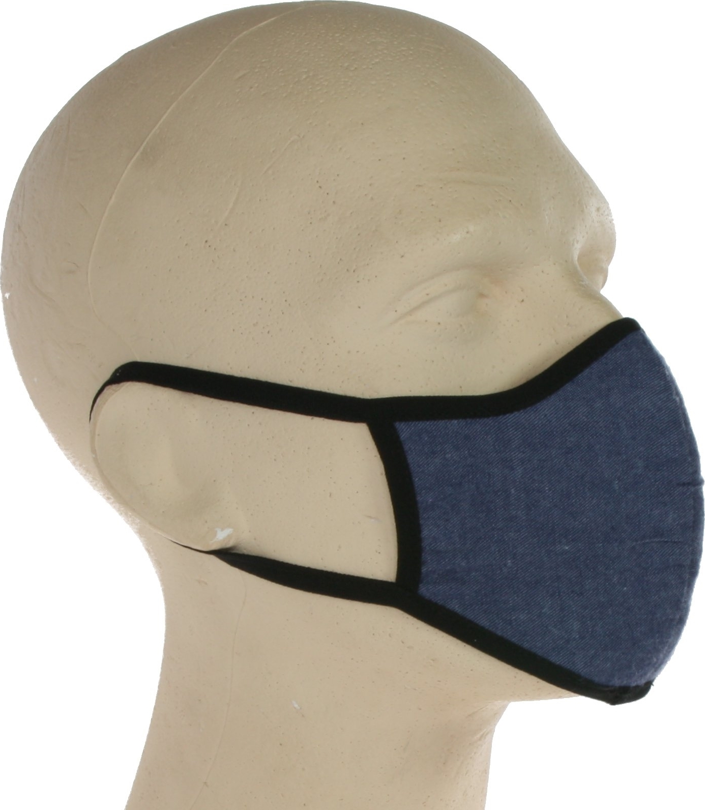 (( earbags | BEHELFSMASKE Gesichtsmaske für Brillenträger, Jeans - Blau, L EB-GM-BT