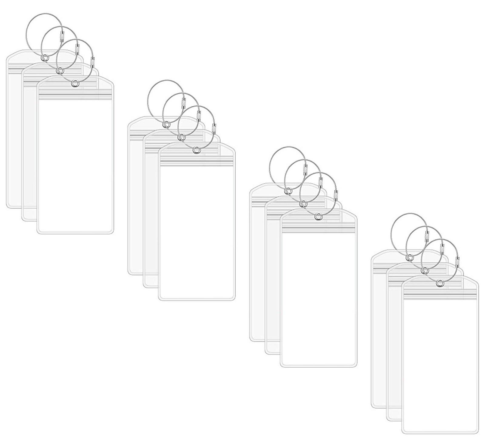 Fokelyi 12er-Packung Gepäckanhänger für Kreuzfahrten – wasserdichtes, transparentes Plastik, strapazierfähig mit Reißverschluss und Stahlschlaufen, ideales Kreuzfahrtzubehör für Kreuzfahrtschiffe. KAU-ED-LYS-PH-20260304-35