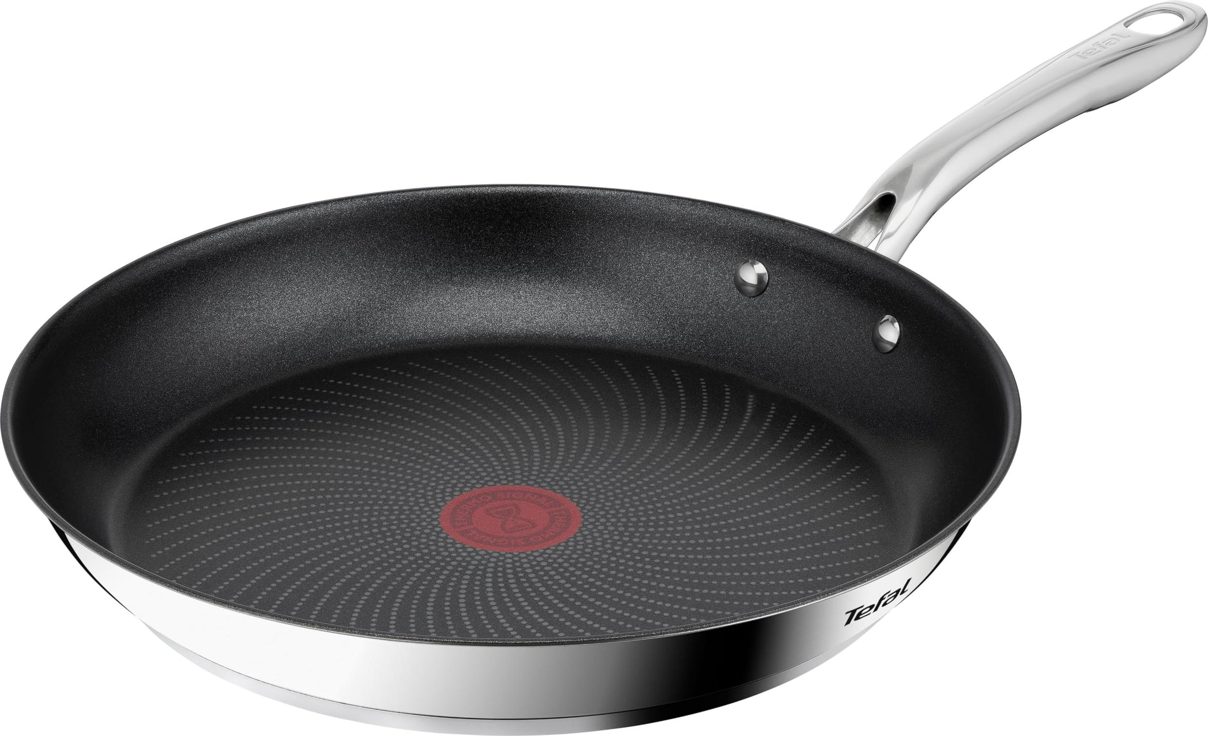 Tefal Unlimited On G25904 Padella da 24 cm con rivestimento antiaderente in titanio antigraffio e segnale termico, senza PFOA, adatta per tutti i piani cottura, anche per fornelli a induzione, nero