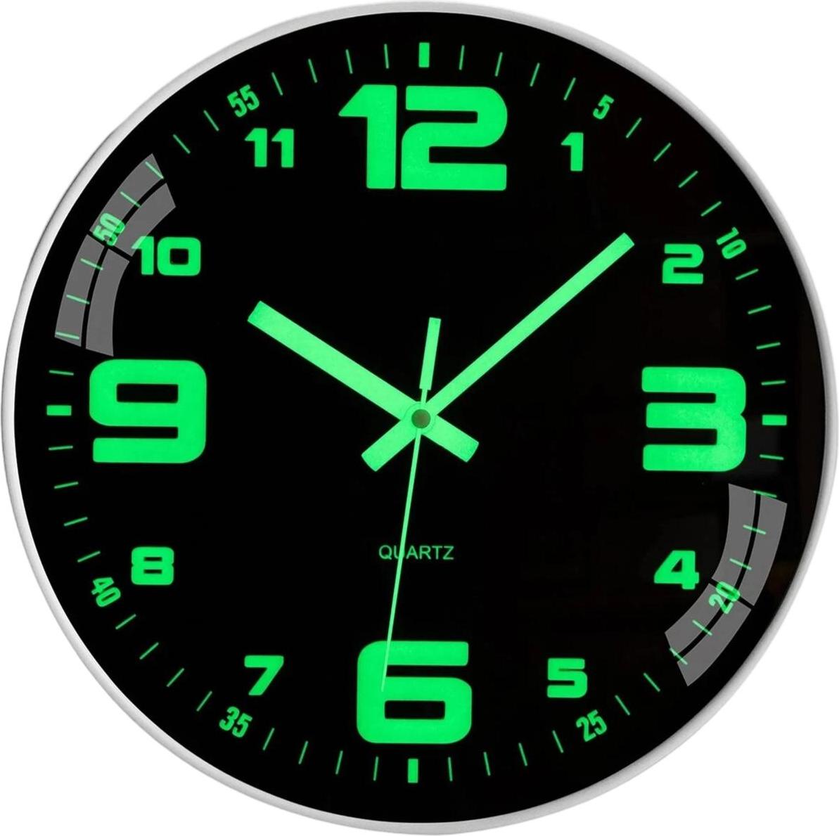 Crrynuo Wanduhr Leuchtend Ohne Tickgeräusche lautlos 30cm groß Vintage Schwarz KAU-LR-UN-CPK-20250714-22