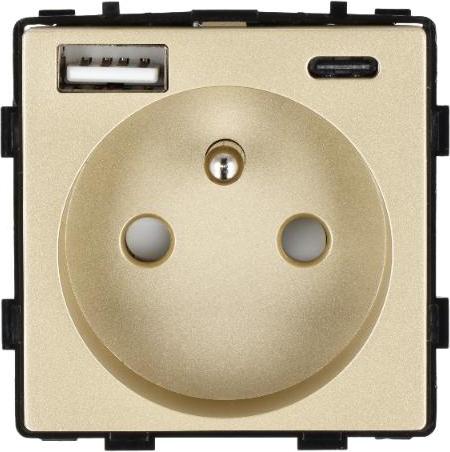 Smart Home Steckdosenmodul mit USB-Schnellladegerät AC 230V einzeln gold 20W 4A