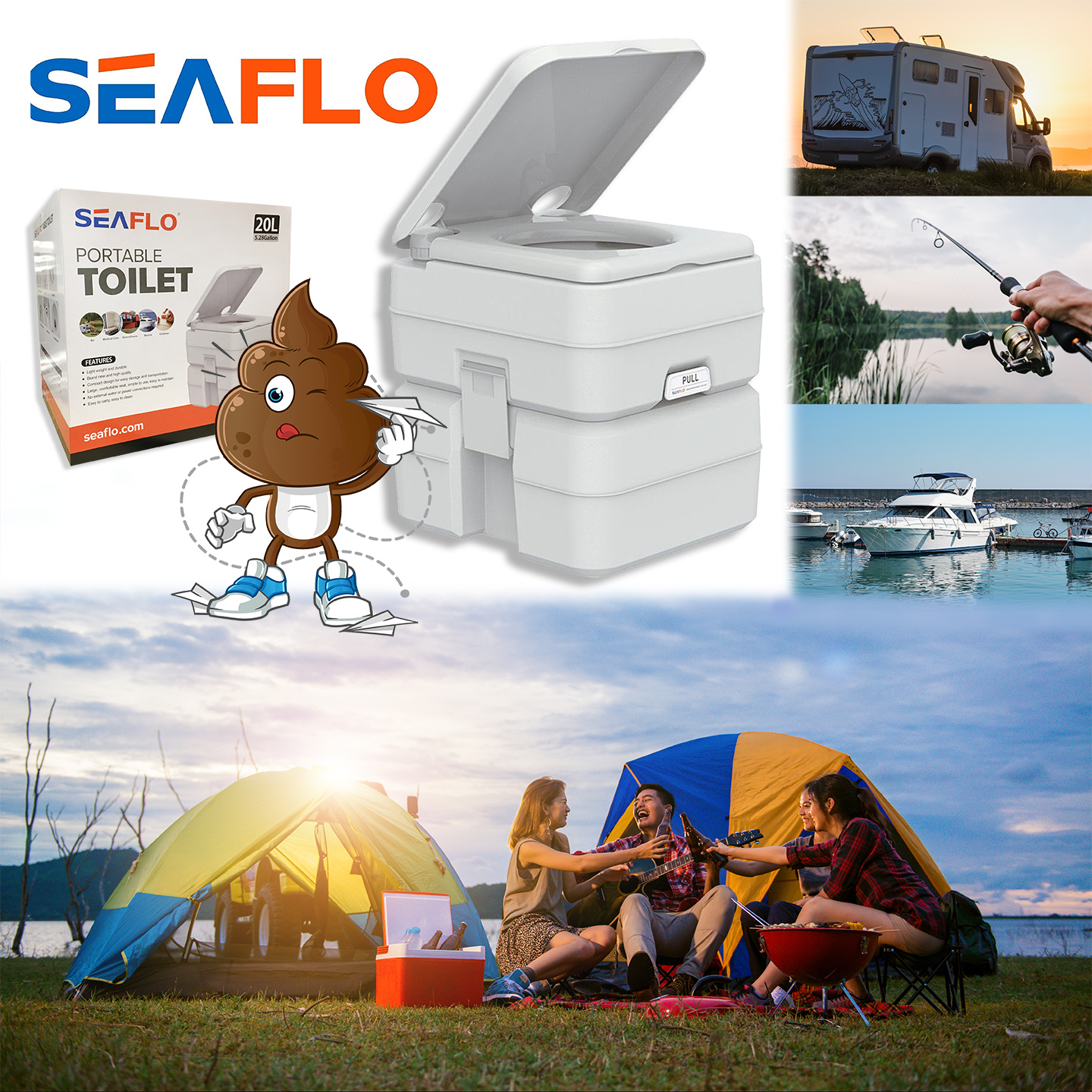 BranQ Toilettes de camping portables 15,5 L - Accessoires de camping Berger  Camping